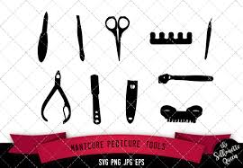 Download Manicure Pedicure Tools Silhouette Svg Cricut Clipart Vector Eps Cut File Png Ai Nail Salon Nail Cutter Filer Nail Brush The Silhouette Queen