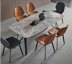 The simple gray dining room set works as both a centerpiece and a counterbalance to the rest of the dynamic furniture and decor. Rock Board Dining Table Light Luxury Gray Marble Dining Table And Chair Combination Dining Room Sets Aliexpress