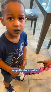 Busted with pickle proof all over their faces! #green #messy #kids #trouble