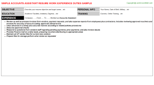 accounts assistant cv resume sample