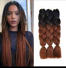 Braided Wig Two Tone Wig Wig For Black Women Colors Are 1 33 In 2021 Brown Box Braids Braid In Hair Extensions Kanekalon Braiding Hair