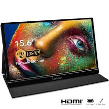 Portable Monitor Lepow 15 6 Inch Full Hd 1080p Usb Type C Computer Display Ips Eye Care Screen With Hdmi Type C Speakers For Laptop Pc Monitor Pc Laptop Hdmi