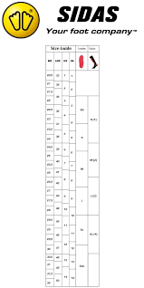 sidas size guide