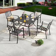 The 9 best patio tables of 2021 2 dining sets under 800 choice products wicker rattan 5 piece indoor casainc table round outdoor covers with umbrella hole ulax furniture pe. Patio Furniture Sets Grey1 Round Metal Table With Umbrella Hole For Deck Lawn Garden Black Festival Depot 5 Piece Outdoor Furniture Patio Dining Set All Weather Bistro Chairs With Seat Cushions Patio