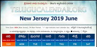 Nj Usa New Jersey Telugu Calendars 2019 April May June
