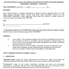 Sample Investment Agreement Template Di 2020