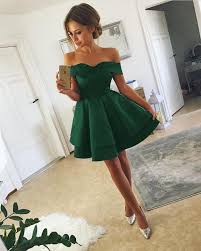 Short Satin V Neck Off The Shoulder Homecoming Dresses Green Homecoming Dresses Homecoming Dresses Satin Homecoming Dress