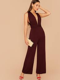 Shein Multi Way Open Back Wide Leg Jumpsuit Shein