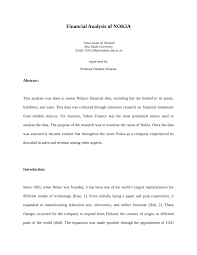Pdf Financial Analysis Of Nokia