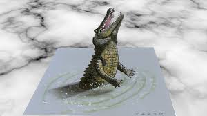 Jumping Crocodile Illusion How To Draw 3d Crocodile Trick Art By Vamos Optical Illusions Art Art Tips 3d Drawings