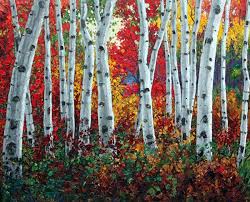 Birch Trees In Fall Paintings Pin By Patti Pope On Colorful Modern Art Birch Tree Art Aspen Art Tree Painting
