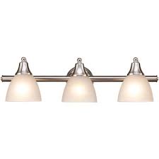 Made from metal in the sleek finish of your choice, it has a single rod that love these! Globe Electric Part 51547 Globe Electric Jayden 3 Light Brushed Steel Vanity Light With Frosted Glass Shades Vanity Lighting Home Depot Pro