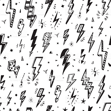 Black And White Lightning Bolt Background Lightning Bolts Vector Seamless Pattern Repeat Background With Hand Lightning Bolt Tattoo Doodle Illustration How To Draw Hands