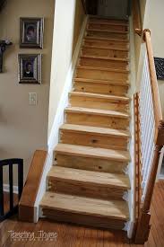 Changing Carpeted Stairs To Wooden Stairs Diy Staircase Diy Stairs Diy Staircase Makeover