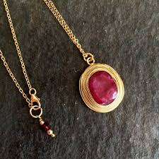 Gold Raw Red Ruby Pendant Necklace 18k Gold Fill July Birthstone Jewellery Gift White Beads Bracelet Red Gemstone Necklace Ruby Necklace Pendant