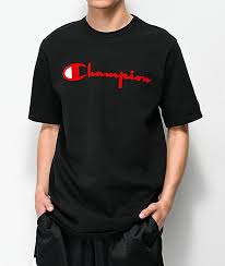 Black And Red T Shirt Champion Flock Script Black Red T Shirt Zumiez Mens Tshirts Mens T Red Tshirt
