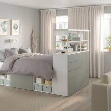 Consider taking the entire bed frame apart before you paint it. Platsa Bed Frame With 5 Door 5 Drawers White Klubbukt Grey Green Ikea Ireland