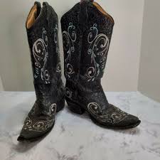 Liberty black women's vegas hueso claro western booties a great selection of women's short cowgirl boots in stock and ready to ship! Circle G Black Crackle Turquoise Embroidered Snip T Gem
