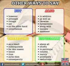 Another Ways To Say But Also Therefore English Writing Skills English Vocabulary English Words