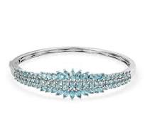Madagascar Paraiba Apatite Floral Spray Bangle Bracelet in Platinum Over Sterling Silver (7.25 In) 9.65 ctw