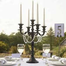 Black 5 Arm Candelabra Wedding Table Centre Piece Wedding Venue Decoration Candle Holder Top Table Decoration Available In 3 Sizes In 2020 Candelabra Wedding Wedding Table Centerpieces Black Candelabra