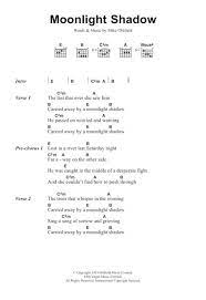 Moonlight Shadow By Mike Oldfield Mike Oldfield Digital Sheet Music For Guitar Chords Lyrics Download Print Hx 349228 Sheet Music Plus