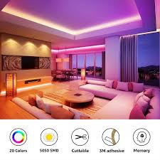 15m Led Strip Lights With Remote Dimmable Rgb Colour Changing Led Lights For Bedroom Kitchen Room No matter for room lighting, stairs lighting, mirror lighting, or kitchen cabinet lighting.
