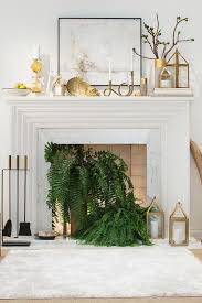 Bringing Plants Like These Two Boston Ferns Are A Cheap And Easy Way To Break Up The Lines Of The Mantel And Fil Decorar Chimeneas Diseno De Chimenea Chimeneas
