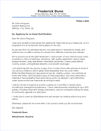 Chef Cover Letter Sample