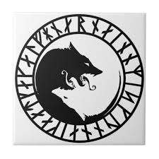 Free download wild wolf tattoo clipart k32473773 fotosearch. Runic Dire Wolf Viking Norse Nordic Runes Tile Zazzle Com Nordic Runes Viking Tattoo Symbol Norse Tattoo
