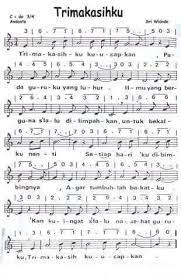 Terimakasihku Kidssong Indonesian Not Musik Lirik Lagu Pianika