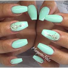 Look through our collection of 40 summer nail designs! Mint Green Coffin Nails Margaritasnailz Mint Green Nails Green Acrylic Nails Green Nail Designs