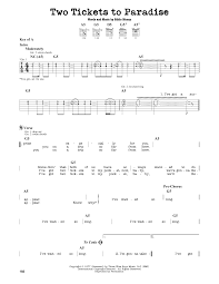 With michelle manhart, joe bell, jeffrey bentley, martin kove. Two Tickets To Paradise Sheet Music Eddie Money Guitar Lead Sheet