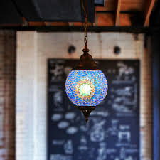 Turkish Style Decorative Blue Glass Ball Shape Mini Pendant Lighting