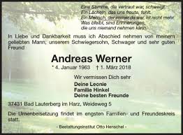 Traueranzeigen von Andreas Werner