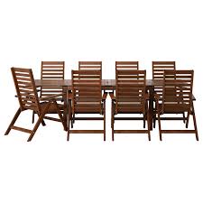Applaro Table 8 Reclining Chairs Outdoor Brown Stained Ikea Outdoor Dining Furniture Wooden Outdoor Furniture Outdoor Chairs