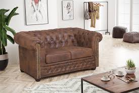 Ich biete hier ein einzelnes sitzpolster mit einem. Edles Chesterfield Sofa 2 Sitzer In Mikrofaser Vintage Braun Couch Polstersofa Kuechen Preisbombe