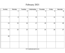The free february 2021 calendars can be printed or downloaded in pdf, word or excel format. February 2021 Calendar Templates