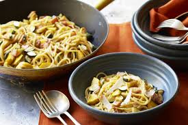 Spaghetti Carbonara With Zucchini And Yellow Squash Recipe Yellow Squash Recipes Recipes Carbonara