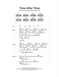 Cyndi Lauper Time After Time Sheet Music Notes Chords Score Download Printable Pdf Guitar Songs For Beginners Piano Chords Ukulele Chords Songs