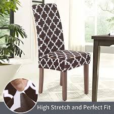 The dining chair from the contemporary line features a wooden frame in a white finish, with the front legs characterized by an original trapezoidal. Buy Smiry Chair Covers For Dining Room Set Of 4 Morocco Printed Stretchy Dining Room Chair Covers Washable Parsons Chair Slipcovers For Kitchen Home Party Morocco Brown Online In Indonesia B08t5sshpr
