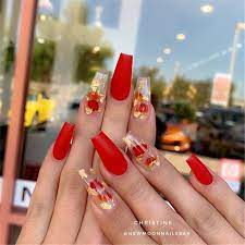 Moreover, they will leave you speechless for a moment, believe us! 50 Trendy Winter Red Coffin Nail Designs For The Christmas And New Year Page 14 Of 50 Women Fashion Red Acrylic Nails Fall Acrylic Nails Long Acrylic Nails