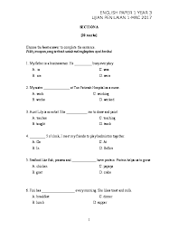 The following are examples of actual examination papers used in past years. Doc English Year 3 Paper 1 Ujian Mac Format Upsr Kssr Afiqah Riffin Academia Edu