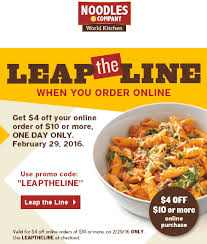 4 Off 10 Online Monday At Noodles Company Restaurants Via Promo Code Leaptheline Noodles And Company Shopping Coupons Restaurant Marketing