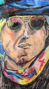 Today was portraits in a medium of choice: we had pencil, watercolour,  acrylics @ oil pastels: