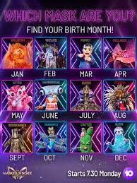 Maybe you would like to learn more about one of these? O Xrhsths The Masked Singer Australia Sto Twitter Time To Get Around Your Fave Mask The Reveals Begin Tomorrow So Which Team Are You On Maskedsingerau 7 30 Monday On 10 Https T Co 6xxjf5l6xr