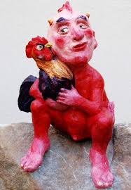 Teufel schmückt die kleine Mauer