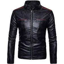 Kiwen Men 39 S Pu Leather Collar Jacket Casual Wear Yellow Xs Size At Amazon Men S Clothing Store Jaket Kulit Jaket Kulit Pria Kulit