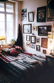 Wall Frames Arrangement Globe Serape Style Blankets Apartment Bedroom Decor Room Inspiration Indie Bedroom