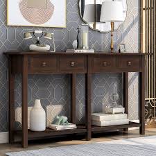 Get 5% in rewards with club o! Retro Console Table Sofa Table For Entryway With Drawers And Shelf Living Room Sideboard Dark Espresso Buy Online In Antigua And Barbuda At Antigua Desertcart Com Productid 199980557